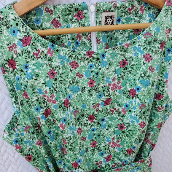 ANNE KLEIN Green Floral A-Line Fit & Flare Dress Size 10 - Picture 4 of 16
